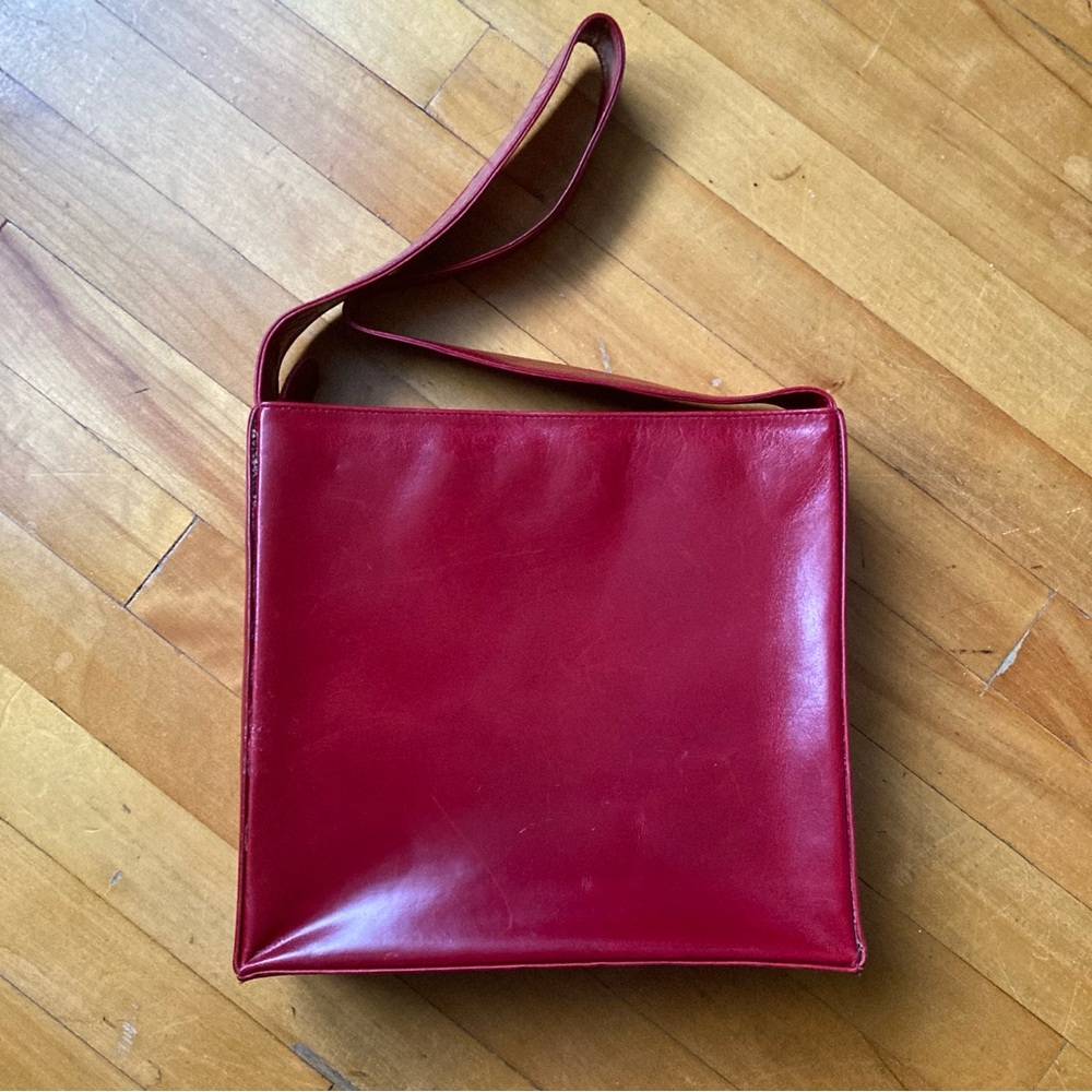 Red Square Vegan Leather Shoulder Bag